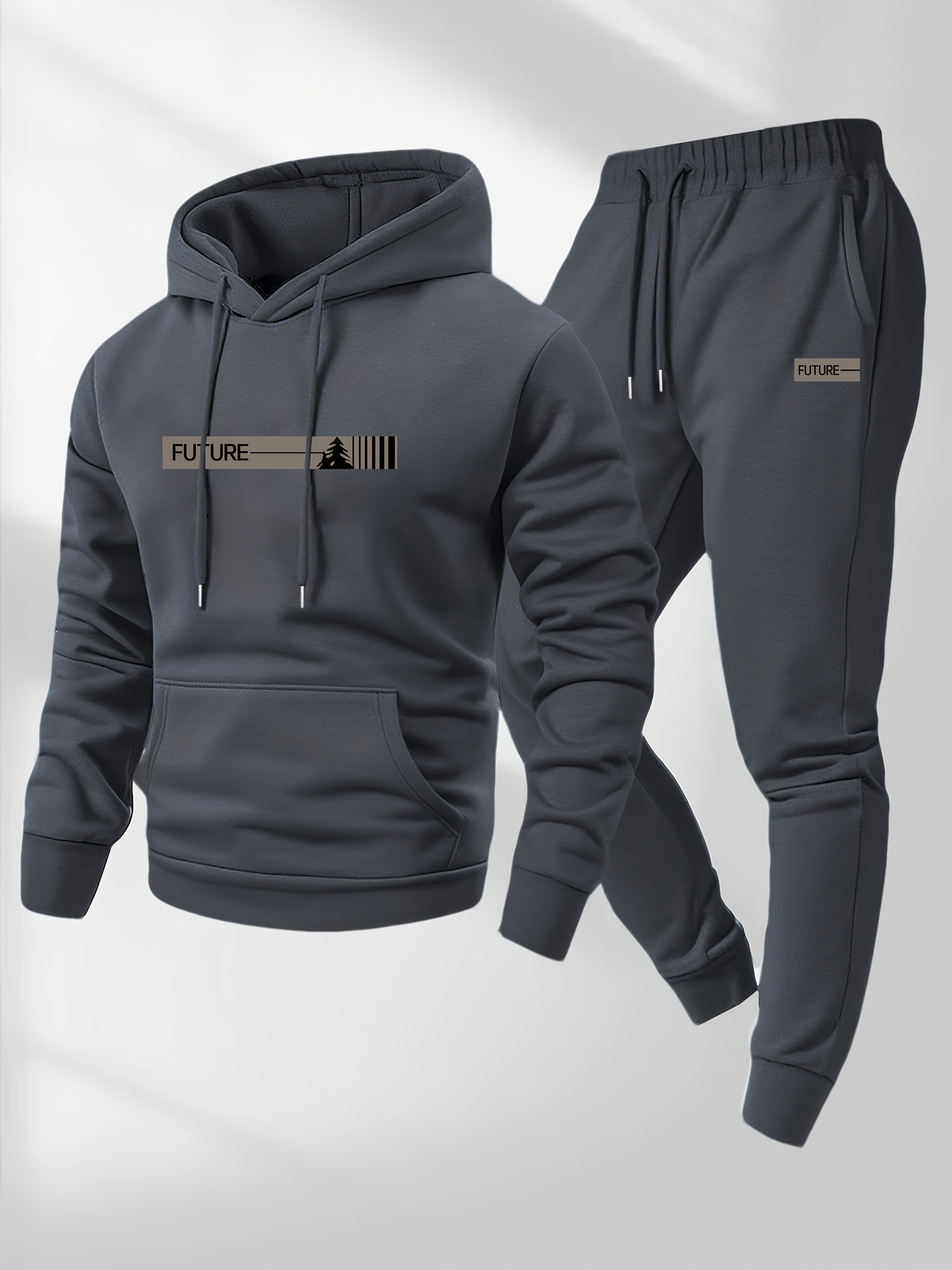 Men's Hoodie & Sweatpants Set, Casual Sport