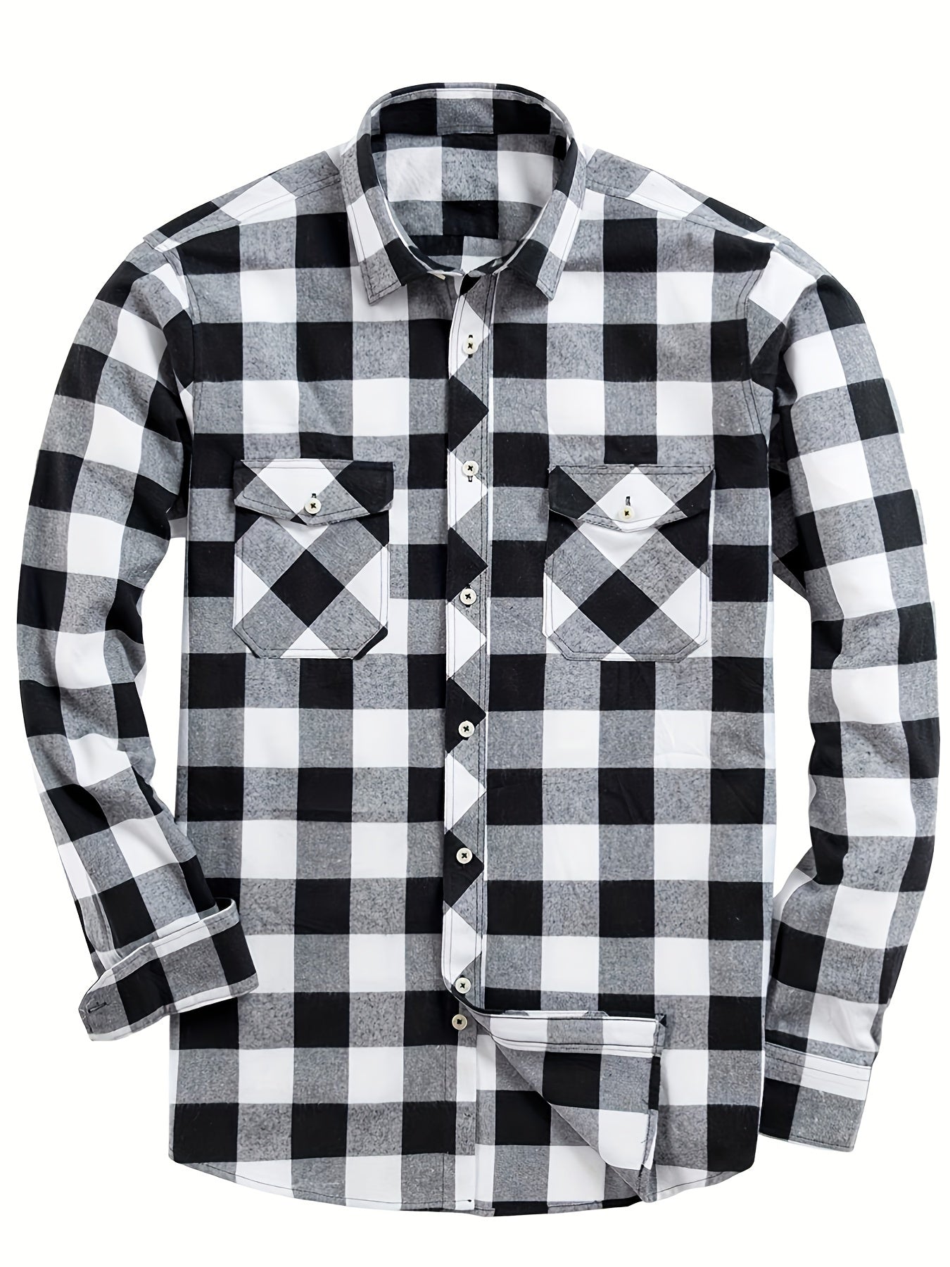 Men's Flannel Plaid Shirt, Long-Sleeve Casual