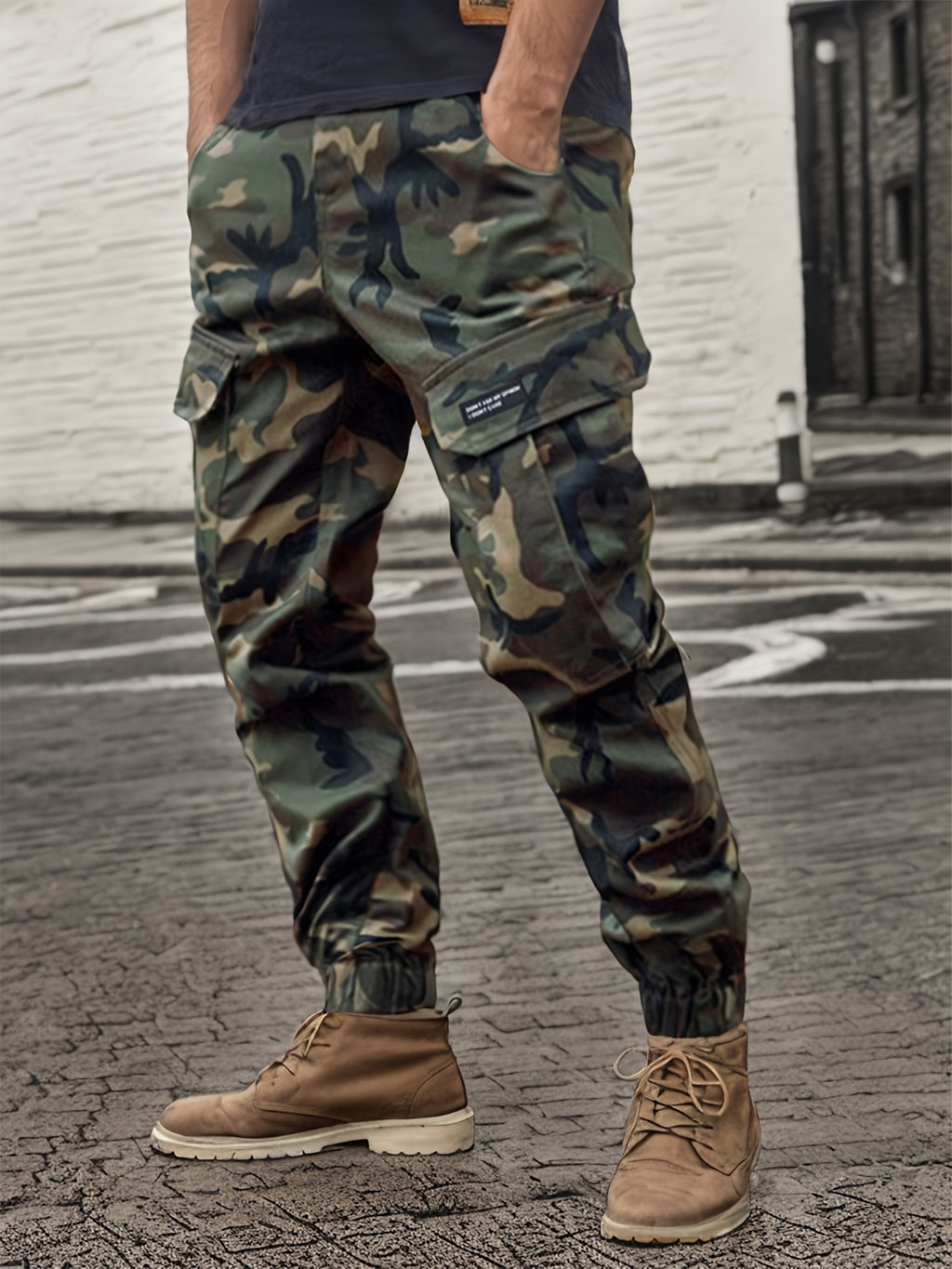 Men's Camo Cargo Pants, Comfort Fit, Drawstring