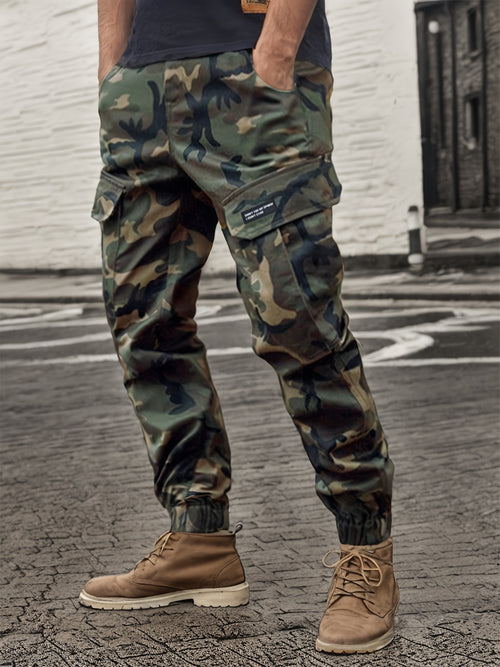 Men's Camo Cargo Pants, Comfort Fit, Drawstring