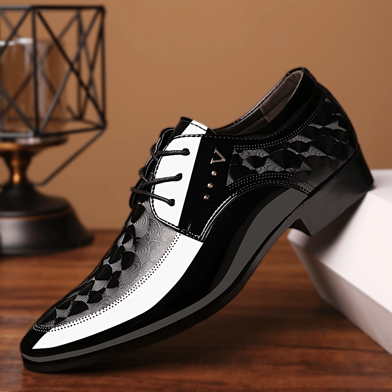 Men's Shiny Dress Loafers, Slip-On Black