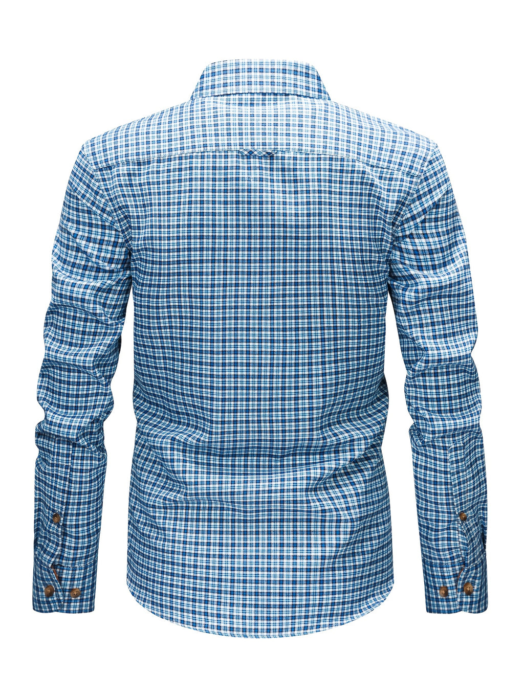 Men's Brushed Plaid Shirt, Dual-Tone, Long-Sleeve