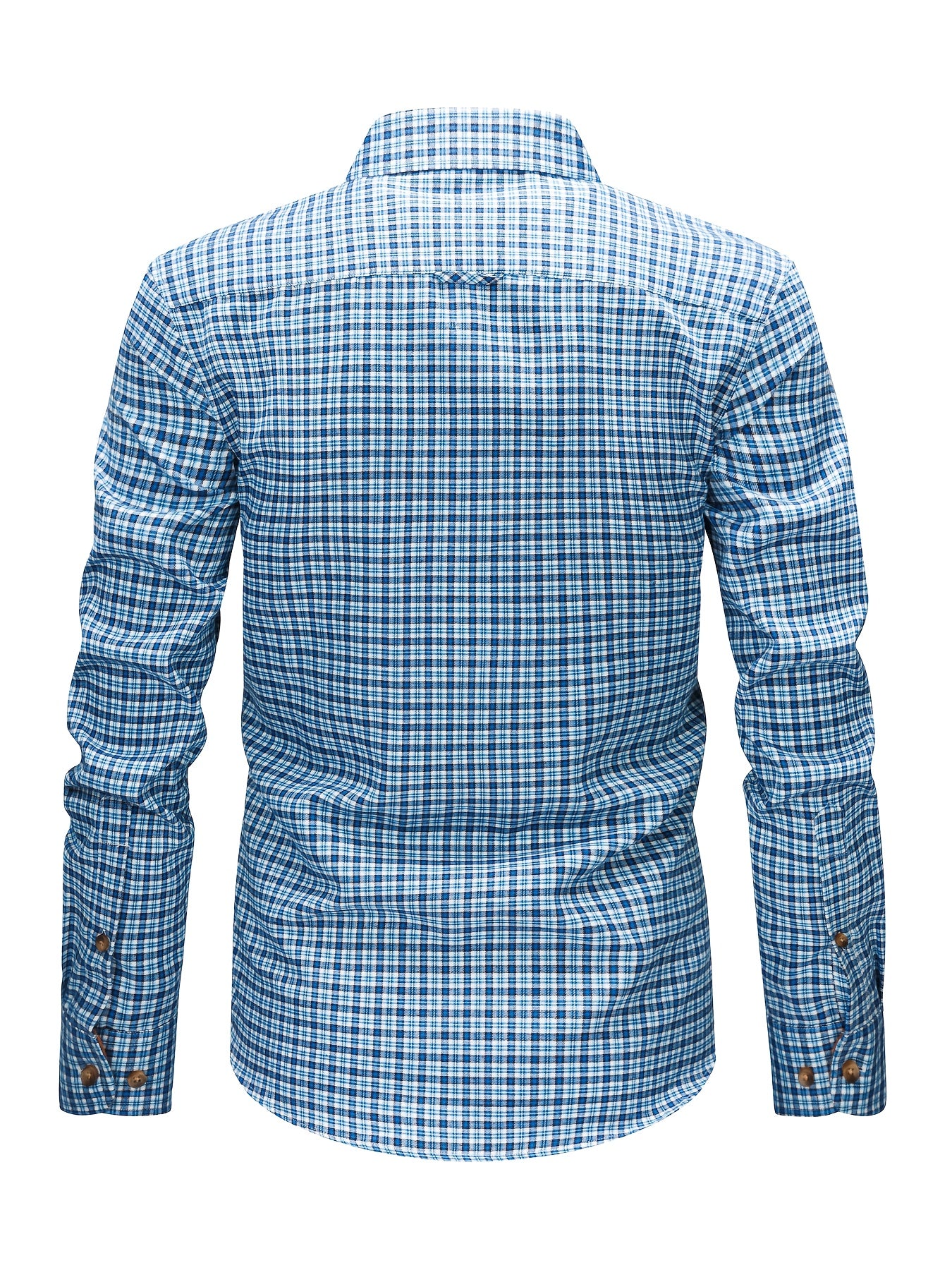 Men's Brushed Plaid Shirt, Dual-Tone, Long-Sleeve