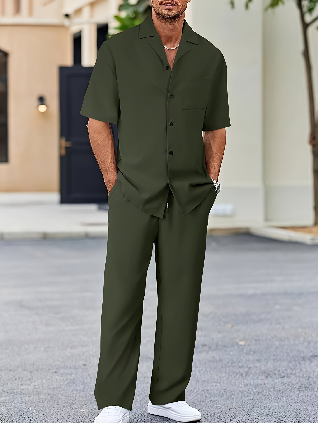 Men's Shirt & Pants Set, Suit-Inspired Casual