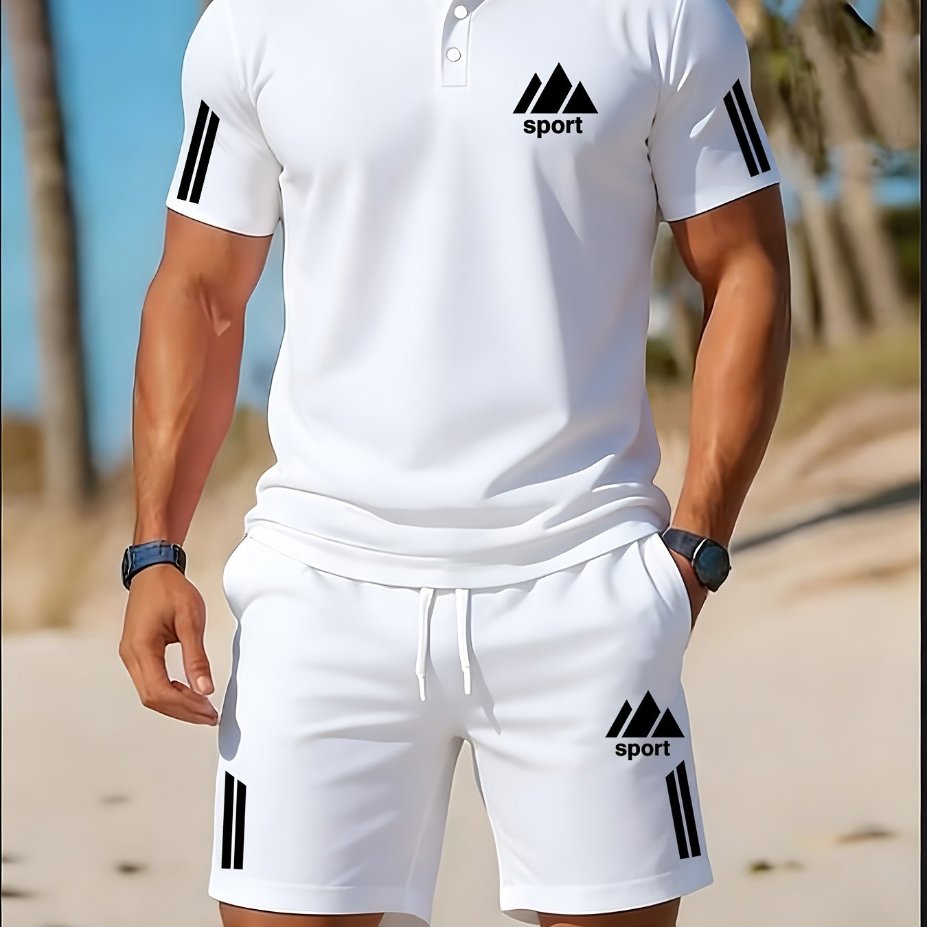 Men's Golf Polo & Shorts Set, Casual
