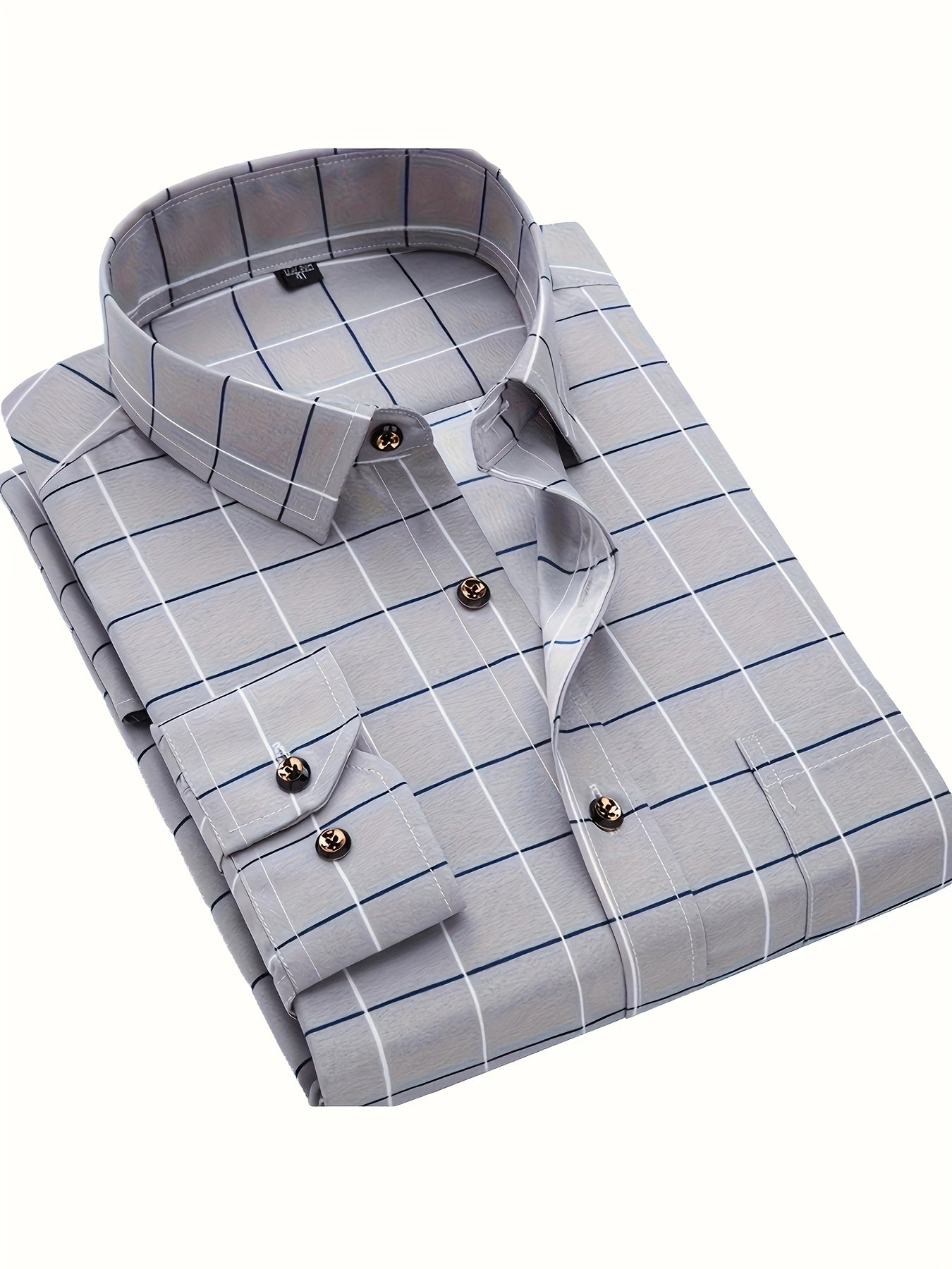 Men's Long-Sleeve Shirt, Plaid, Business Dress