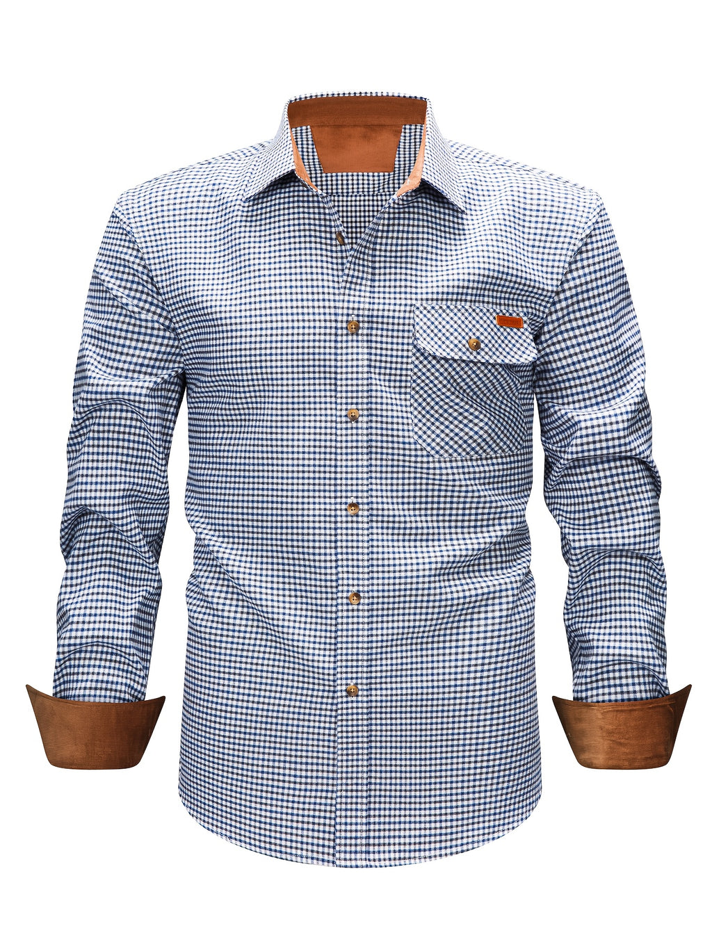Men's Brushed Plaid Shirt, Dual-Tone, Long-Sleeve