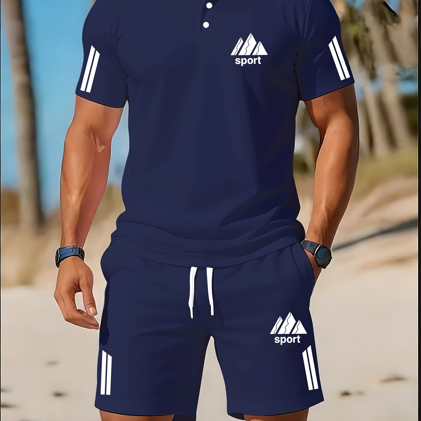 Men's Golf Polo & Shorts Set, Casual
