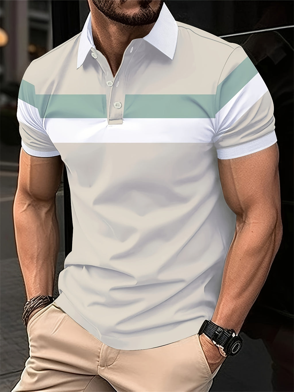 Men's Polo Shirt, Stand-Up Collar, Breathable