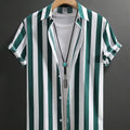 Men's Striped Button-Up Shirt, Casual Breathable