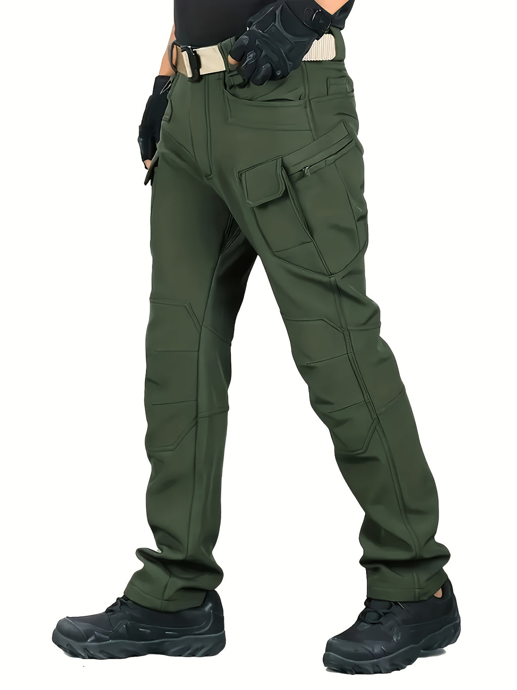 Men's Fleece-Lined Work Trousers, Softshell, Zippered Pockets