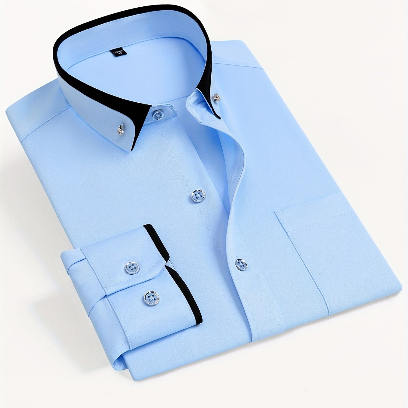 Men's Long-Sleeve Shirt, Color-Block, Stretch Dress
