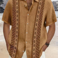Men's Hawaiian Shirt, Geometric Print, Lapel