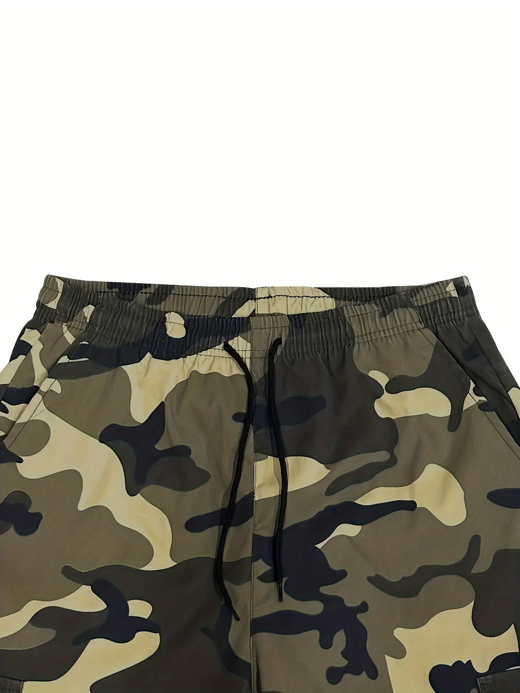 Men's Camo Cargo Capri Shorts, Multi-Pocket, Adjustable Waist