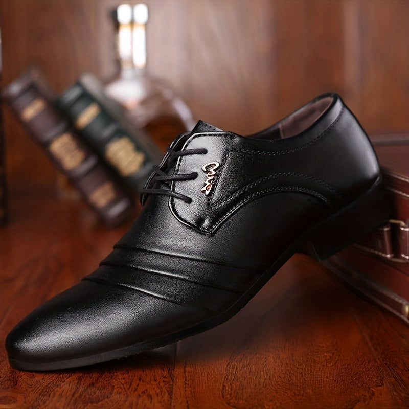 Men's Lace-Up Pointed-Toe Dress Loafers, Low-Top
