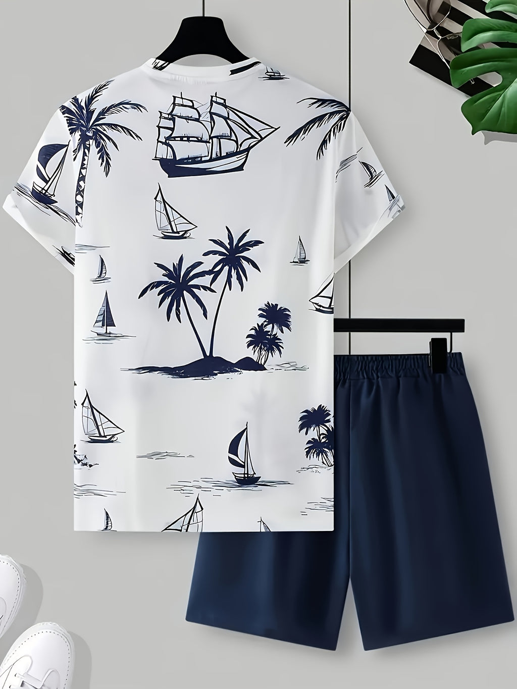 Men's Printed T-Shirt & Shorts Set, Tropical