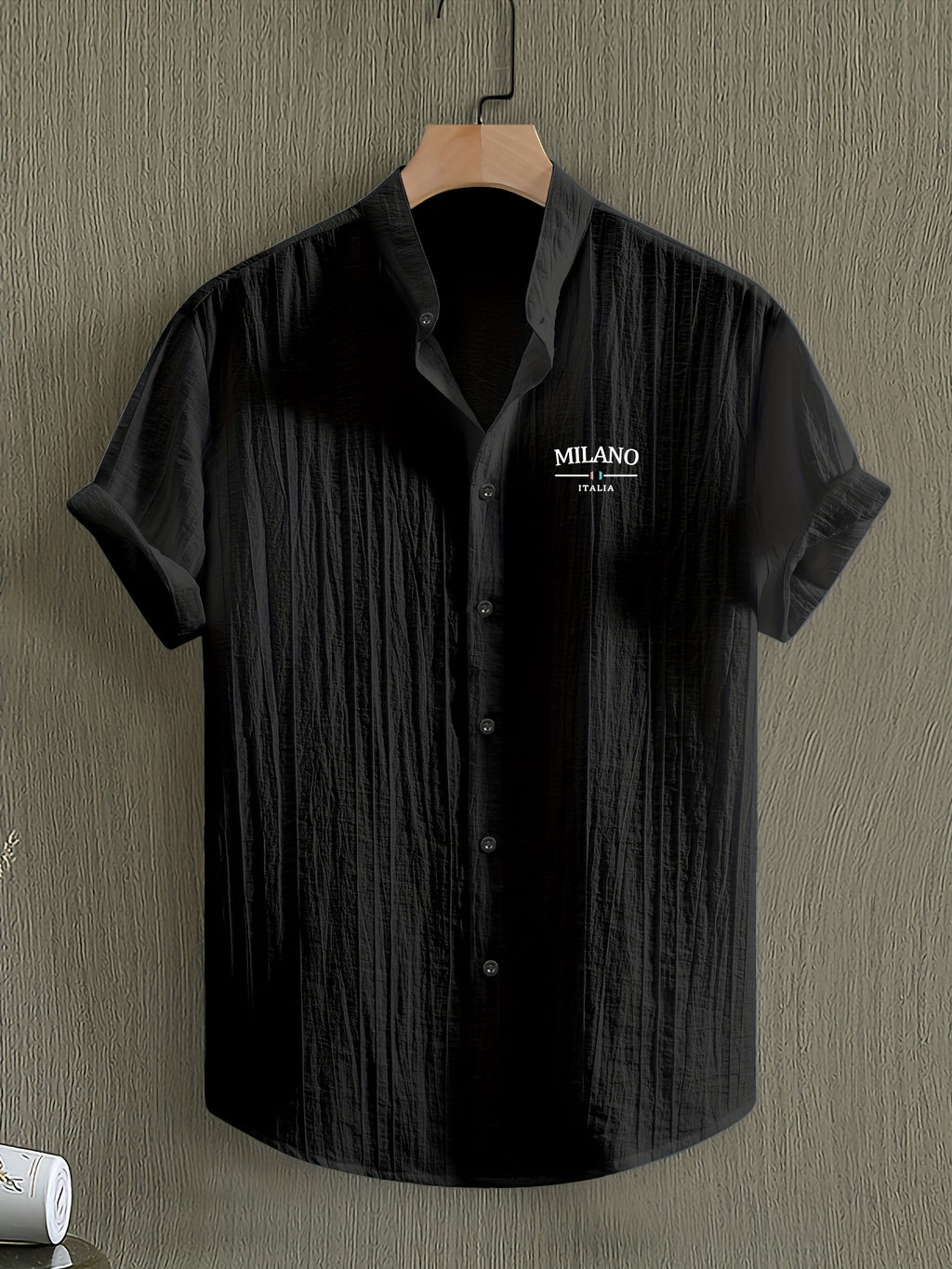 Men's Short-Sleeve Shirt, Print, Stand-Up Collar