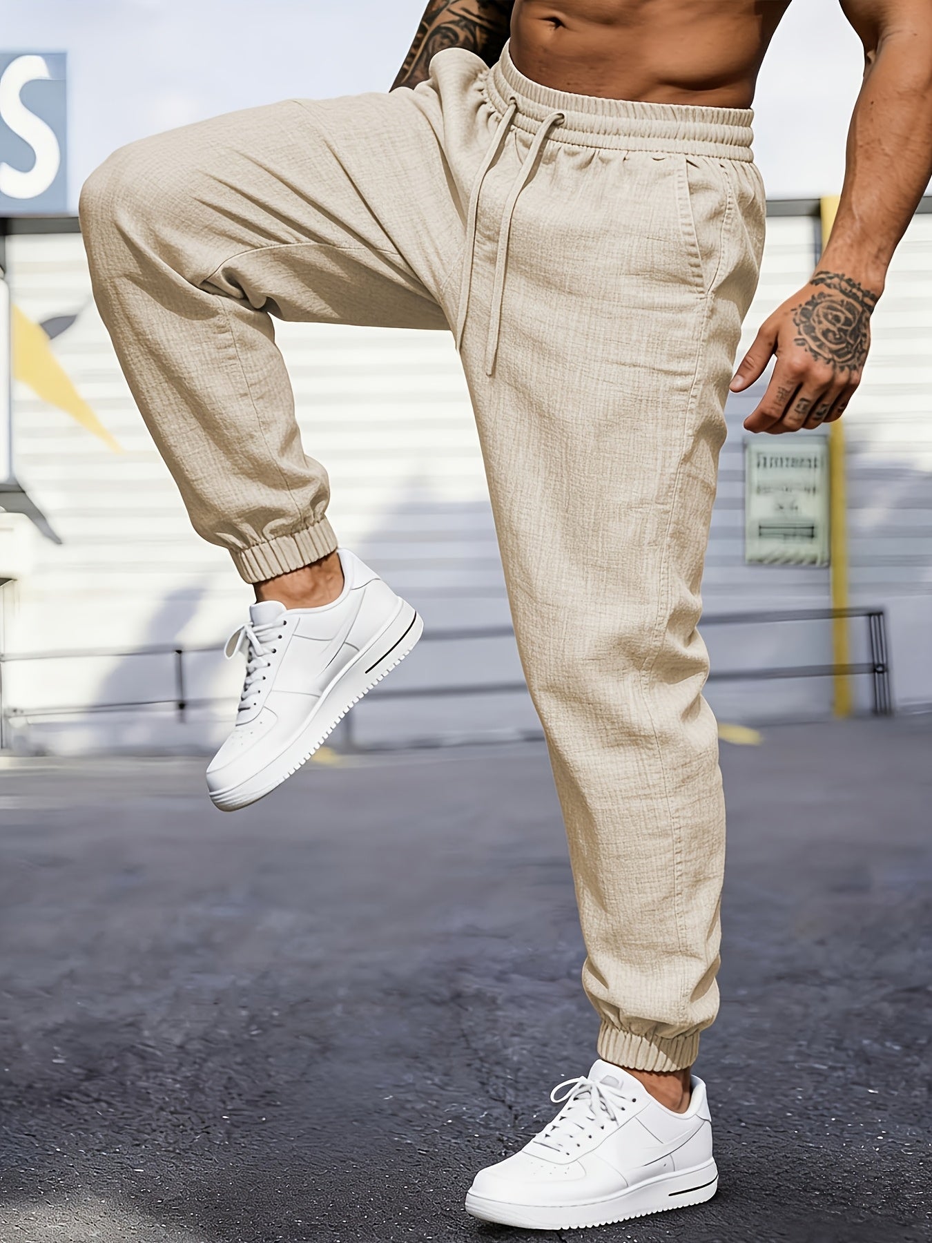 Men's Linen Joggers, Lightweight, Drawstring