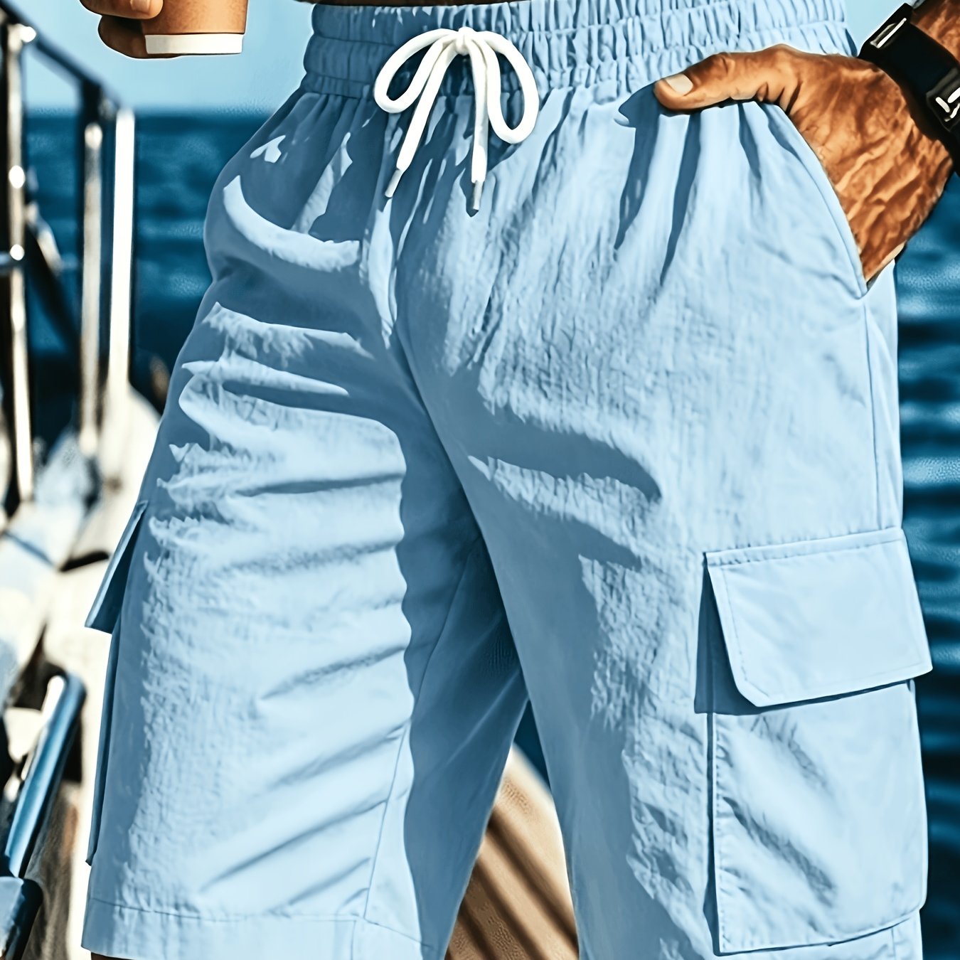 Men's Lightweight Casual Shorts, Elastic Waist Drawstring