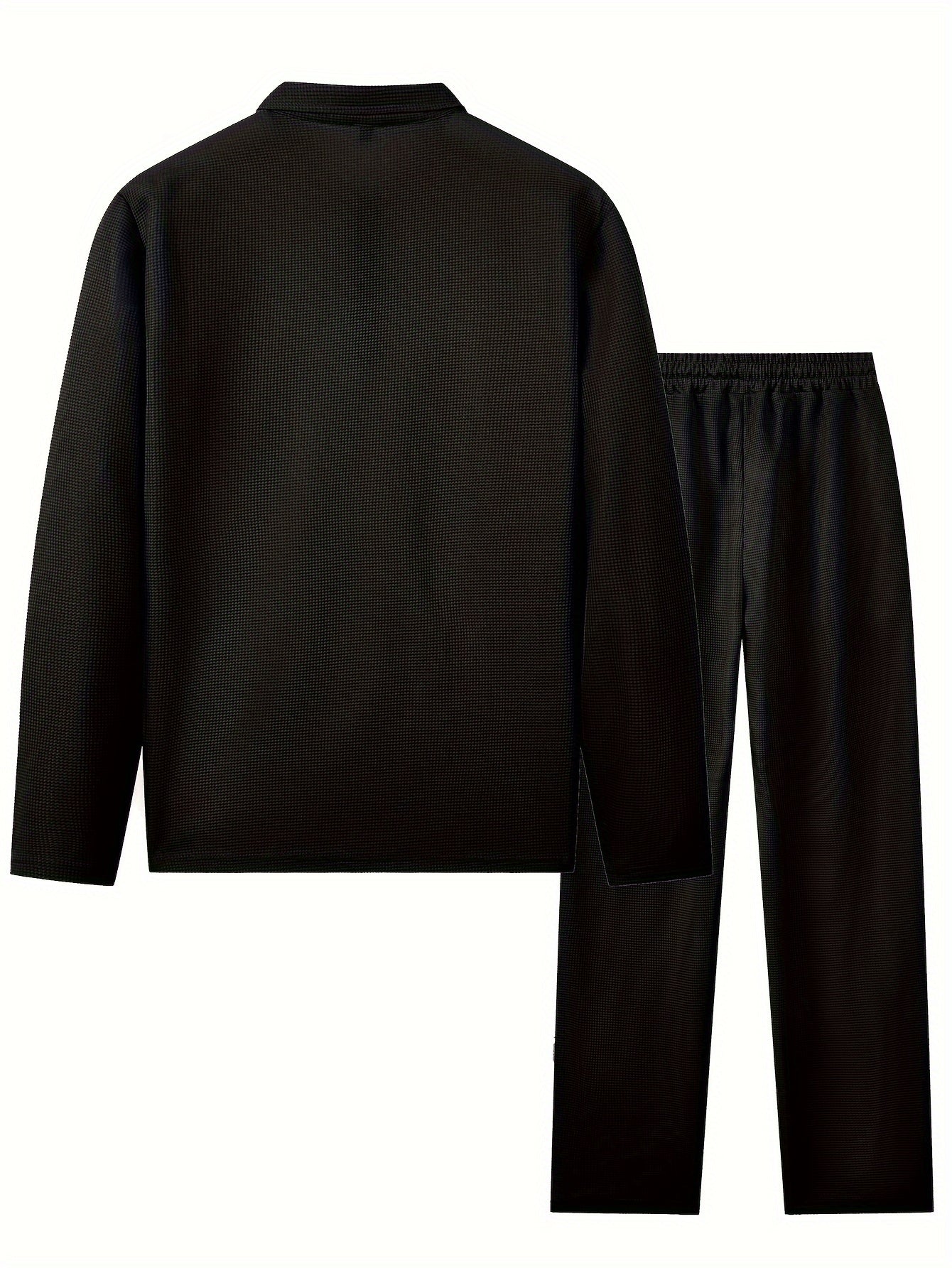 Men's Waffle-Knit Shirt & Pants Set, Long-Sleeve