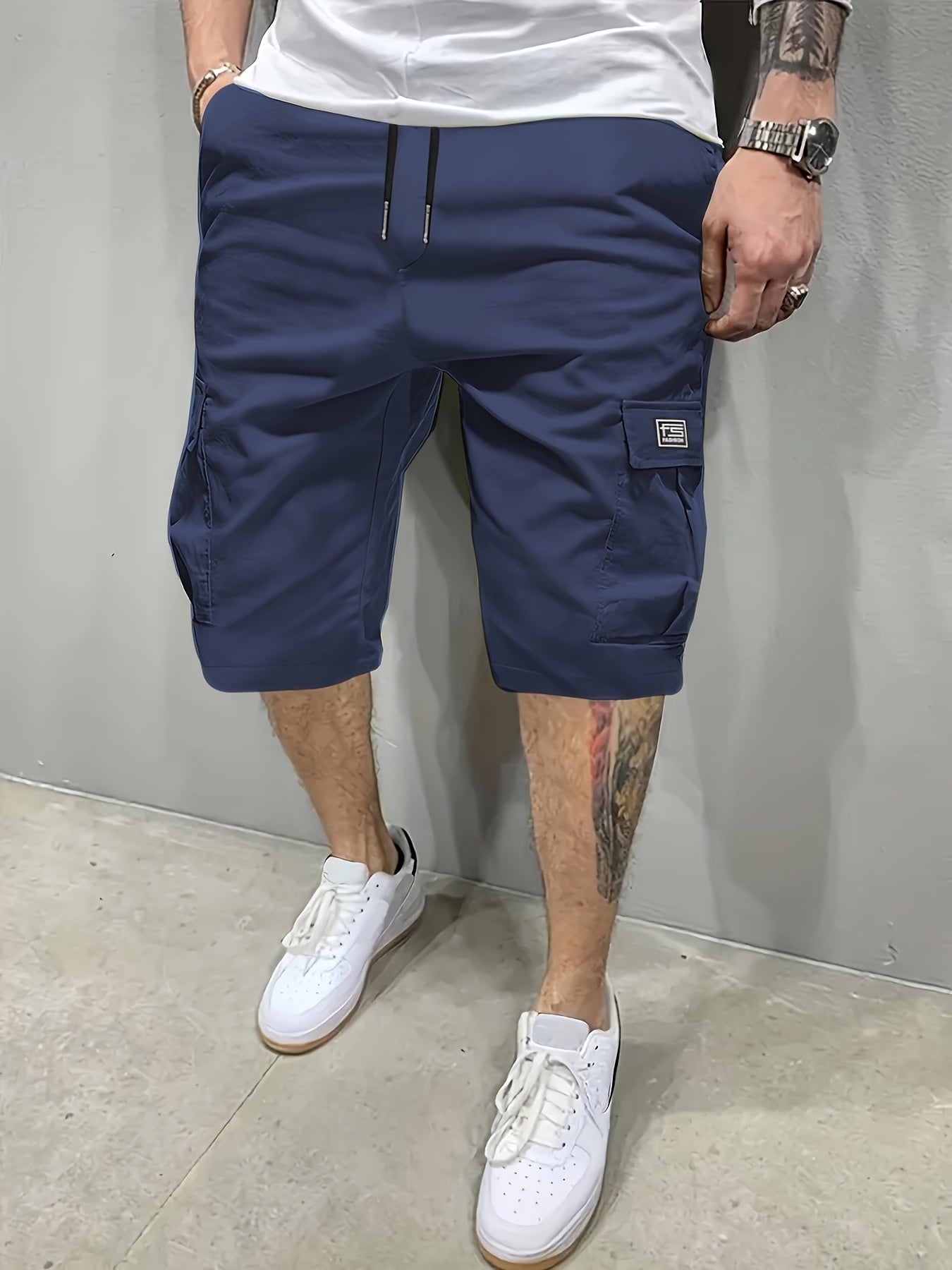Men's Cargo Shorts, Loose Athletic Mid-Length, Summer Casual