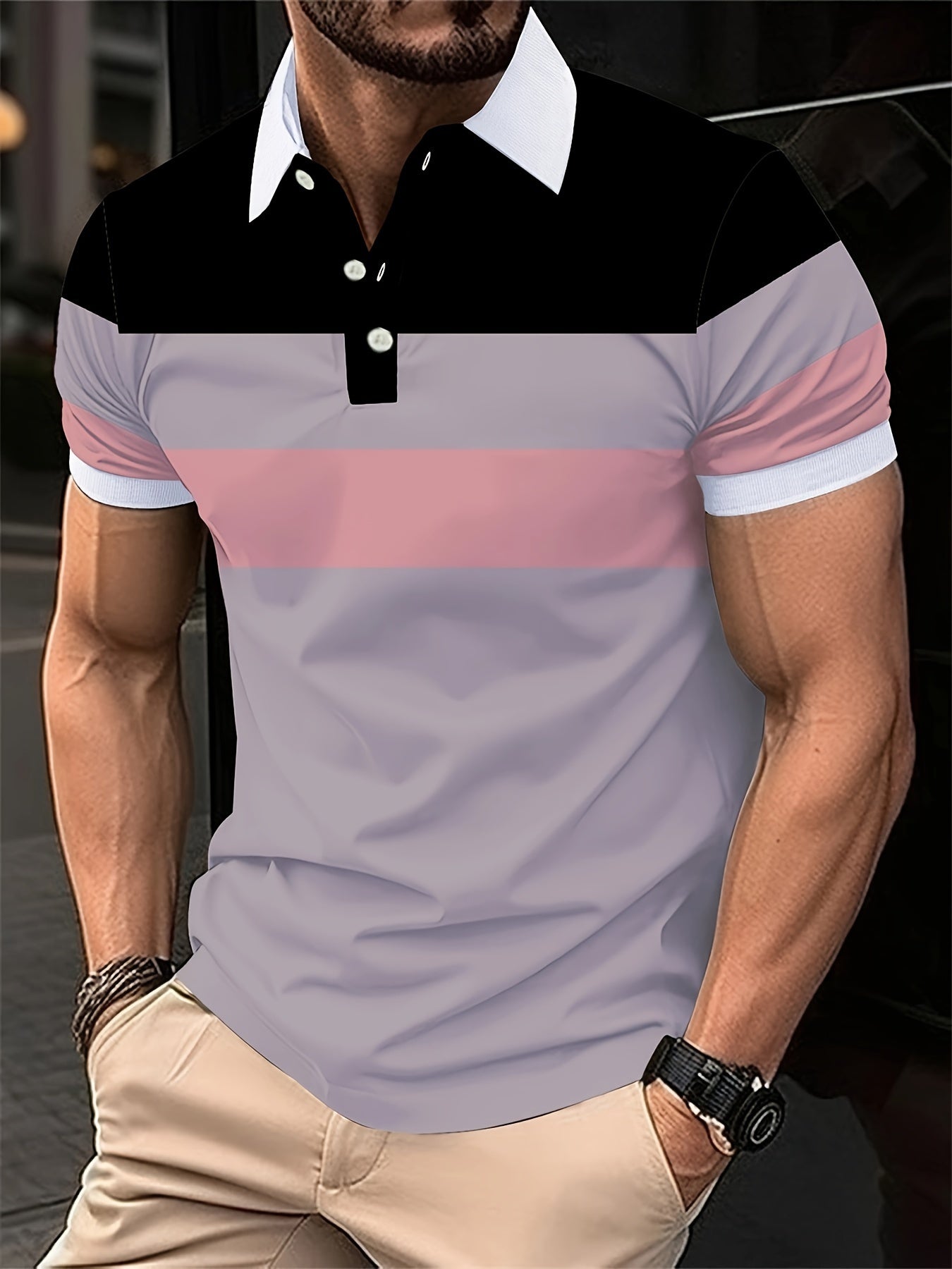 Men's Polo Shirt, Stand-Up Collar, Breathable