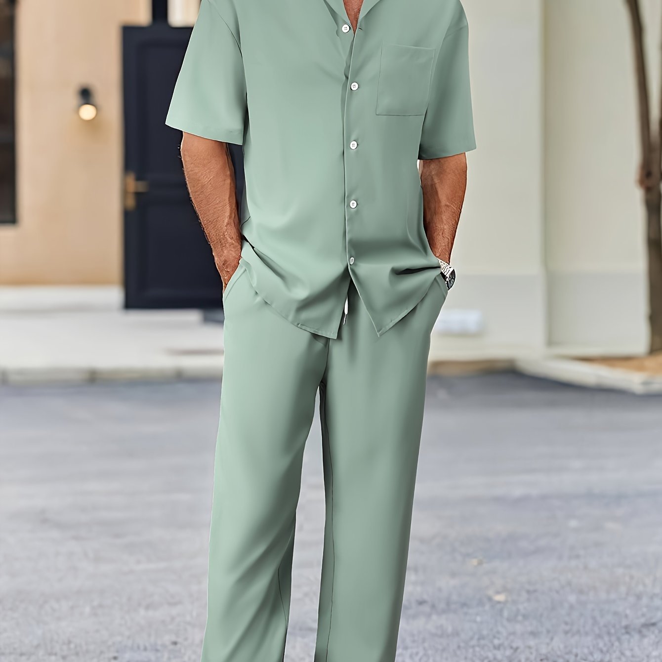 Men's Shirt & Pants Set, Suit-Inspired Casual