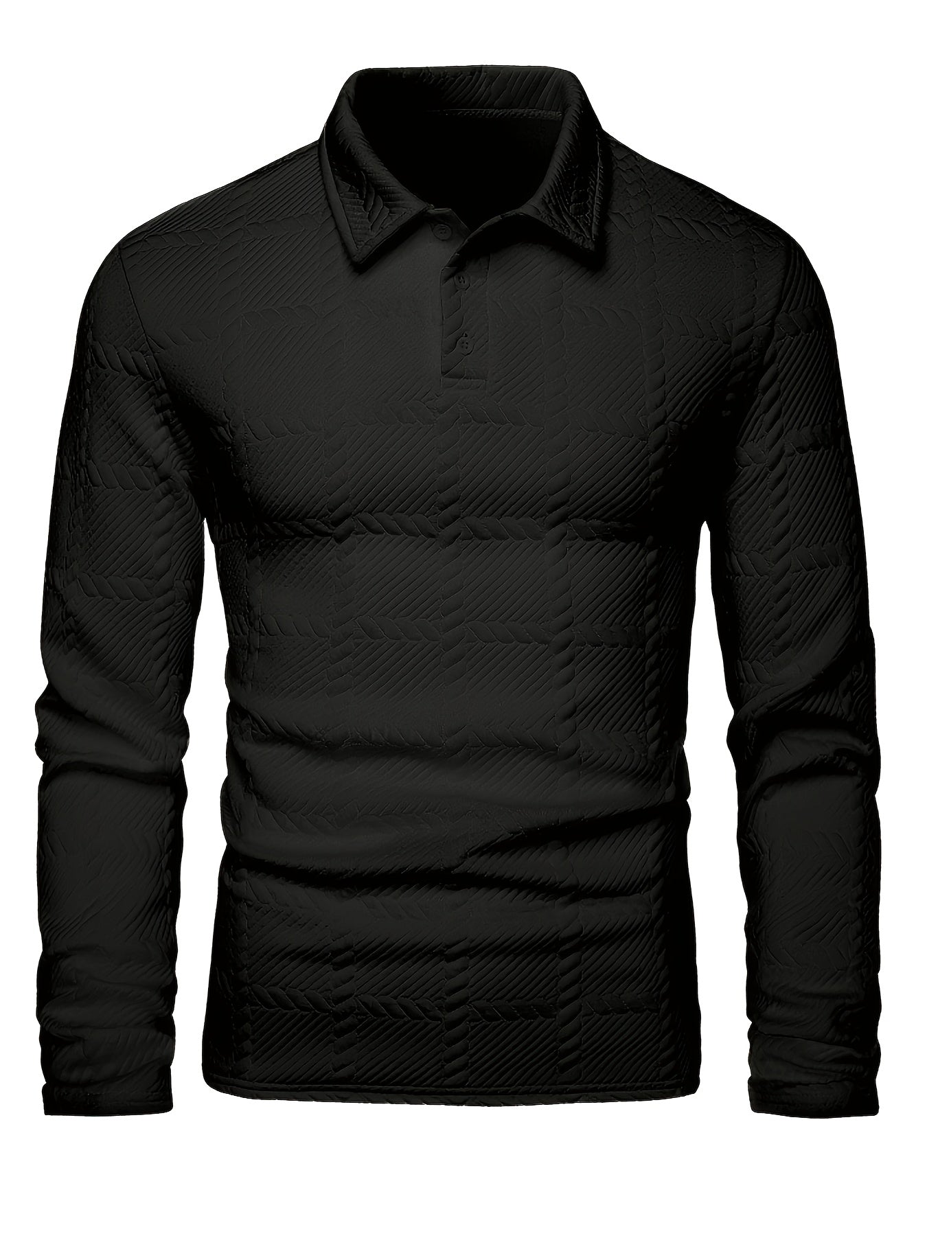 Men's Knit Polo Shirt, Jacquard Texture
