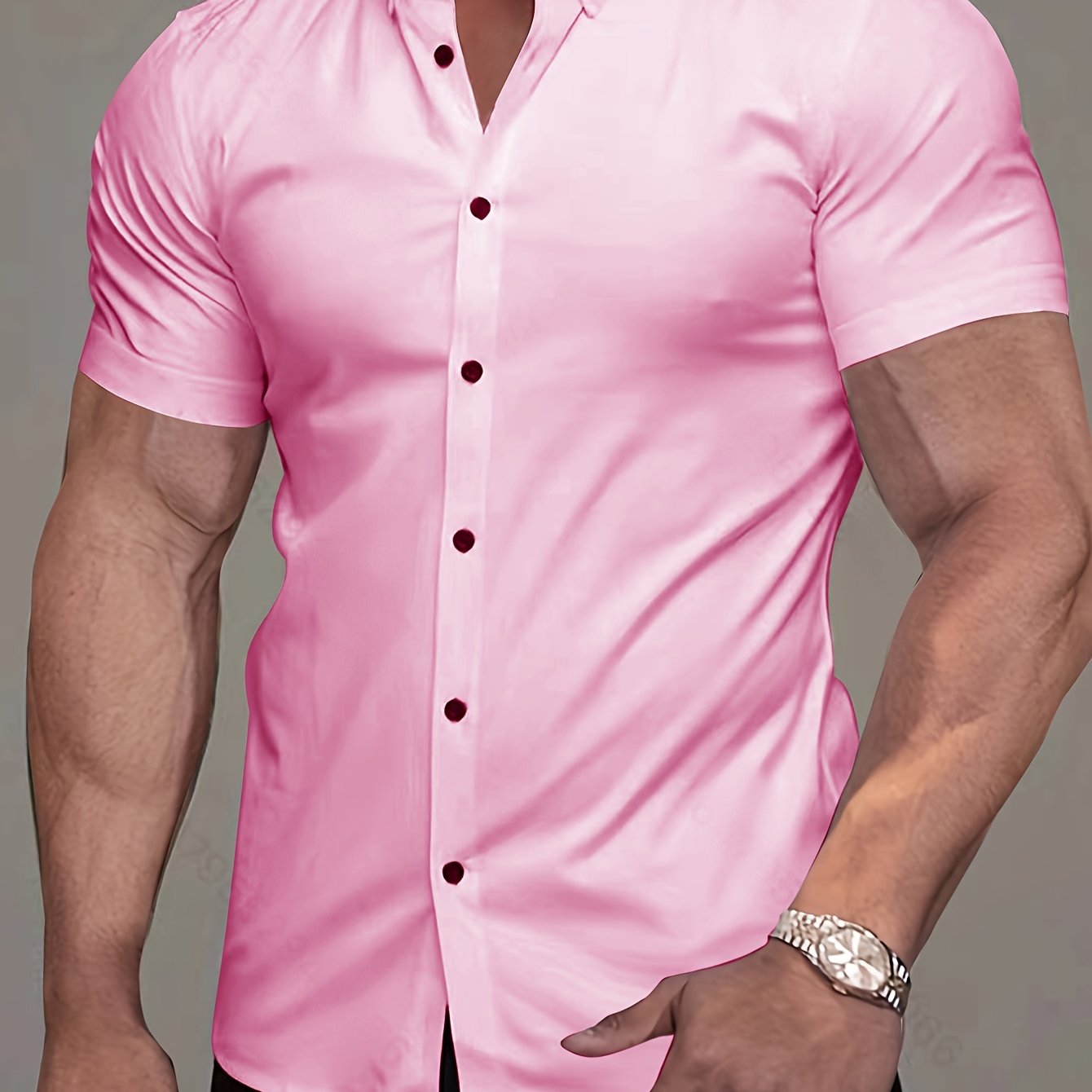 Men's Short-Sleeve Shirt, Lapel, Business Casual