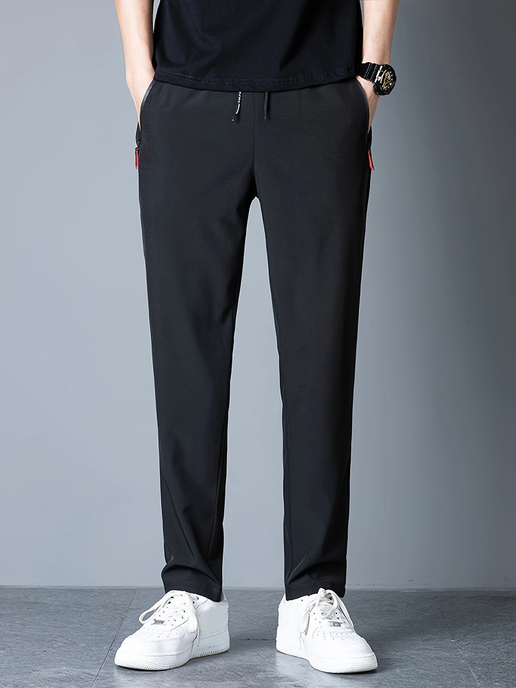 Men's Casual Trousers, Elastic Waist, Straight Loose Fit