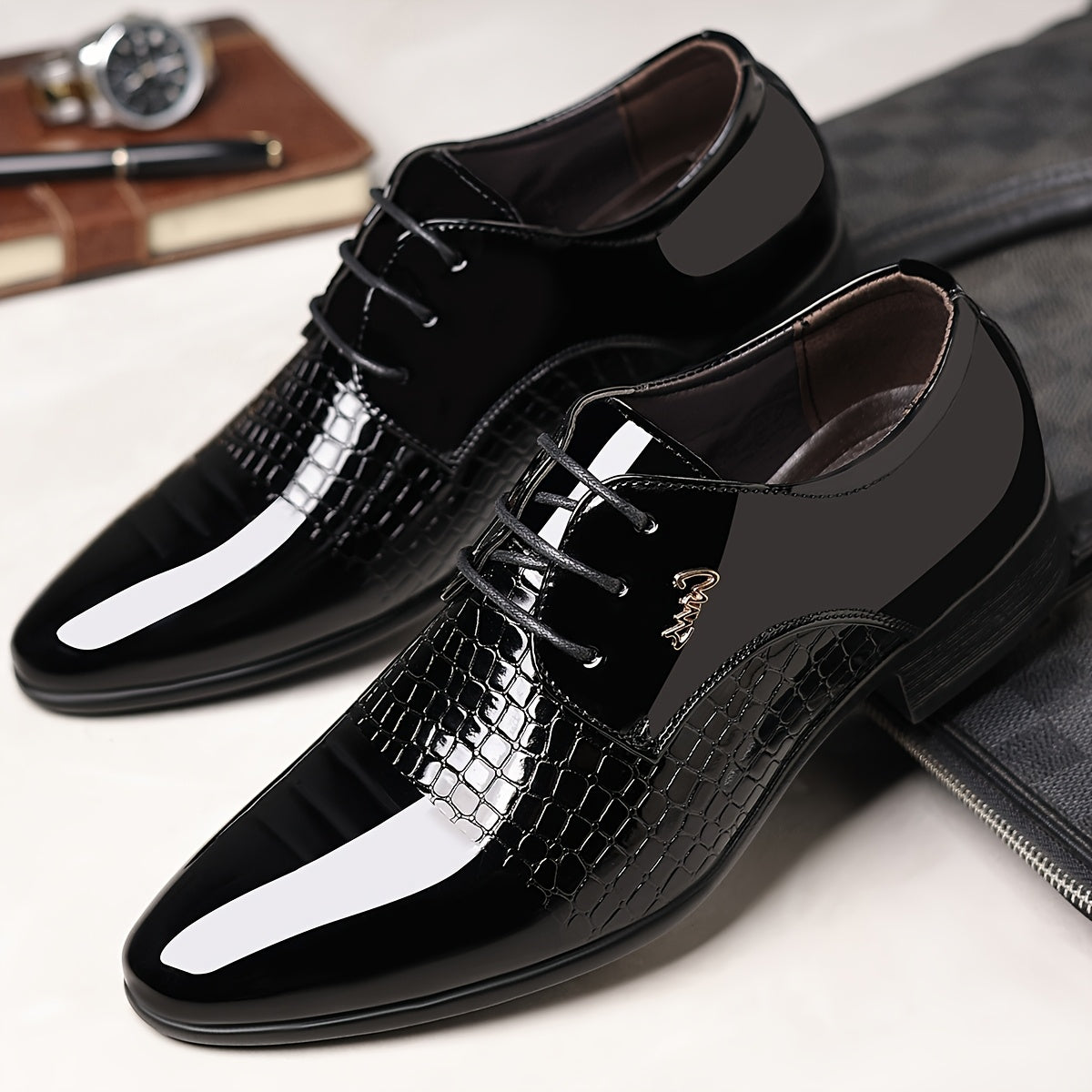 Men's Lace-Up Pointed-Toe Dress Loafers, British Style