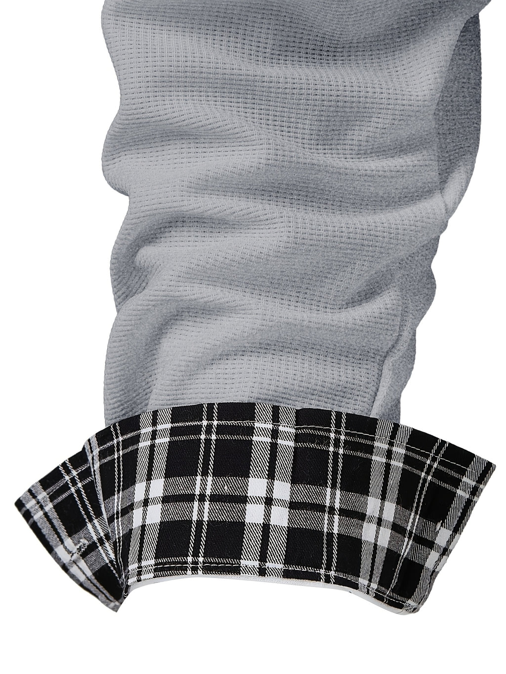 Men's Waffle-Knit Plaid Shirt, Patchwork, Long-Sleeve