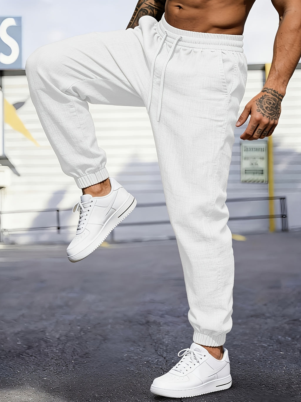 Men's Linen Joggers, Lightweight, Drawstring