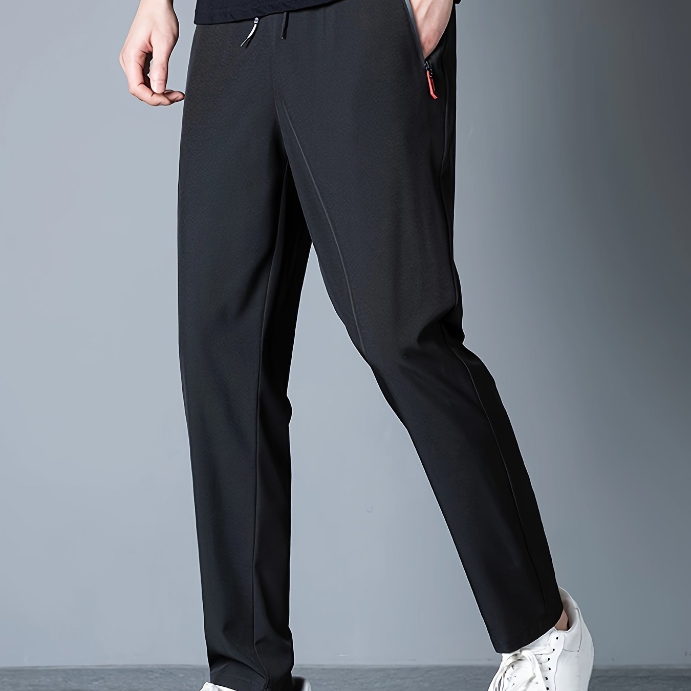 Men's Casual Trousers, Elastic Waist, Straight Loose Fit