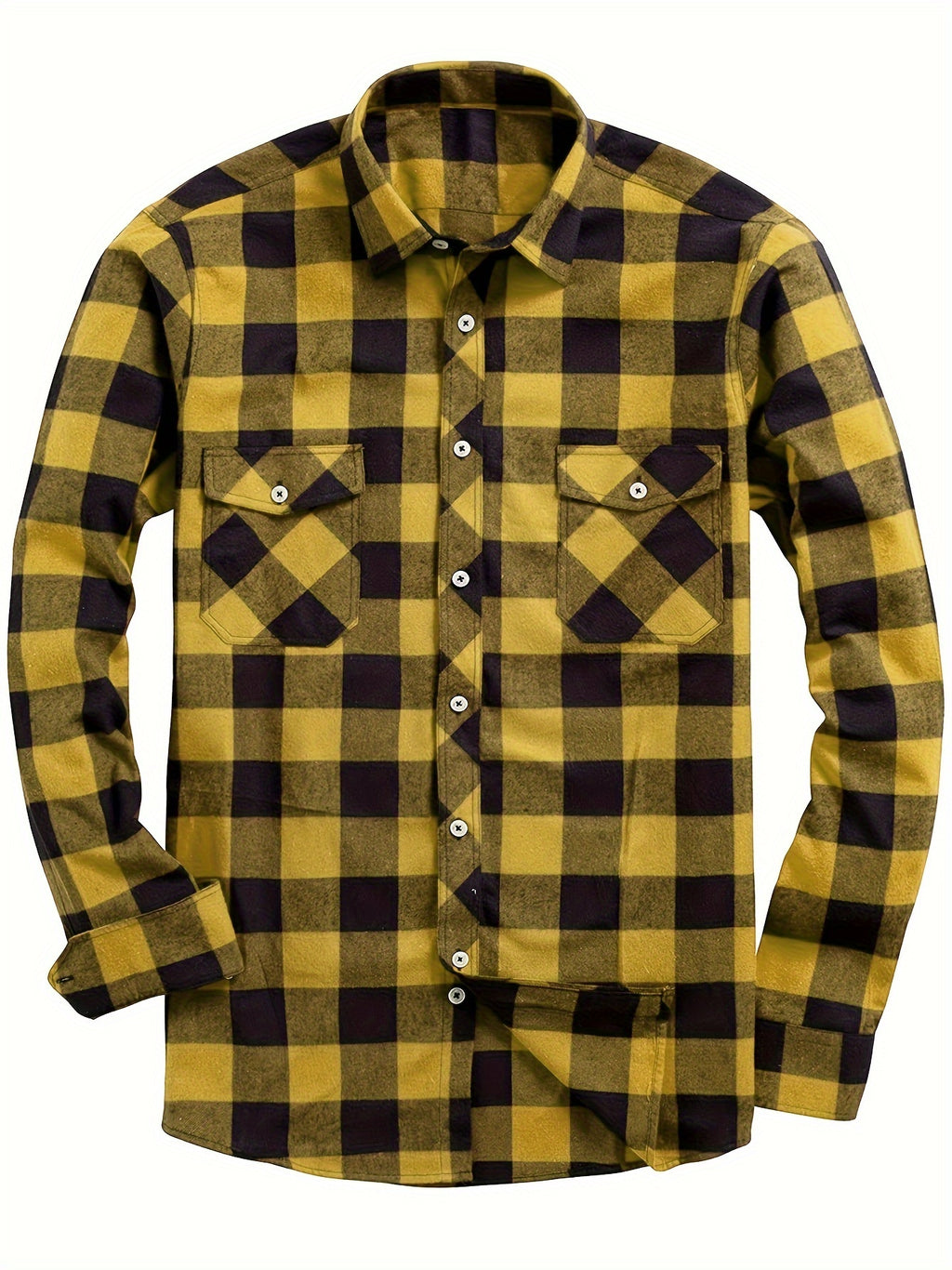 Men's Flannel Plaid Shirt, Long-Sleeve Casual