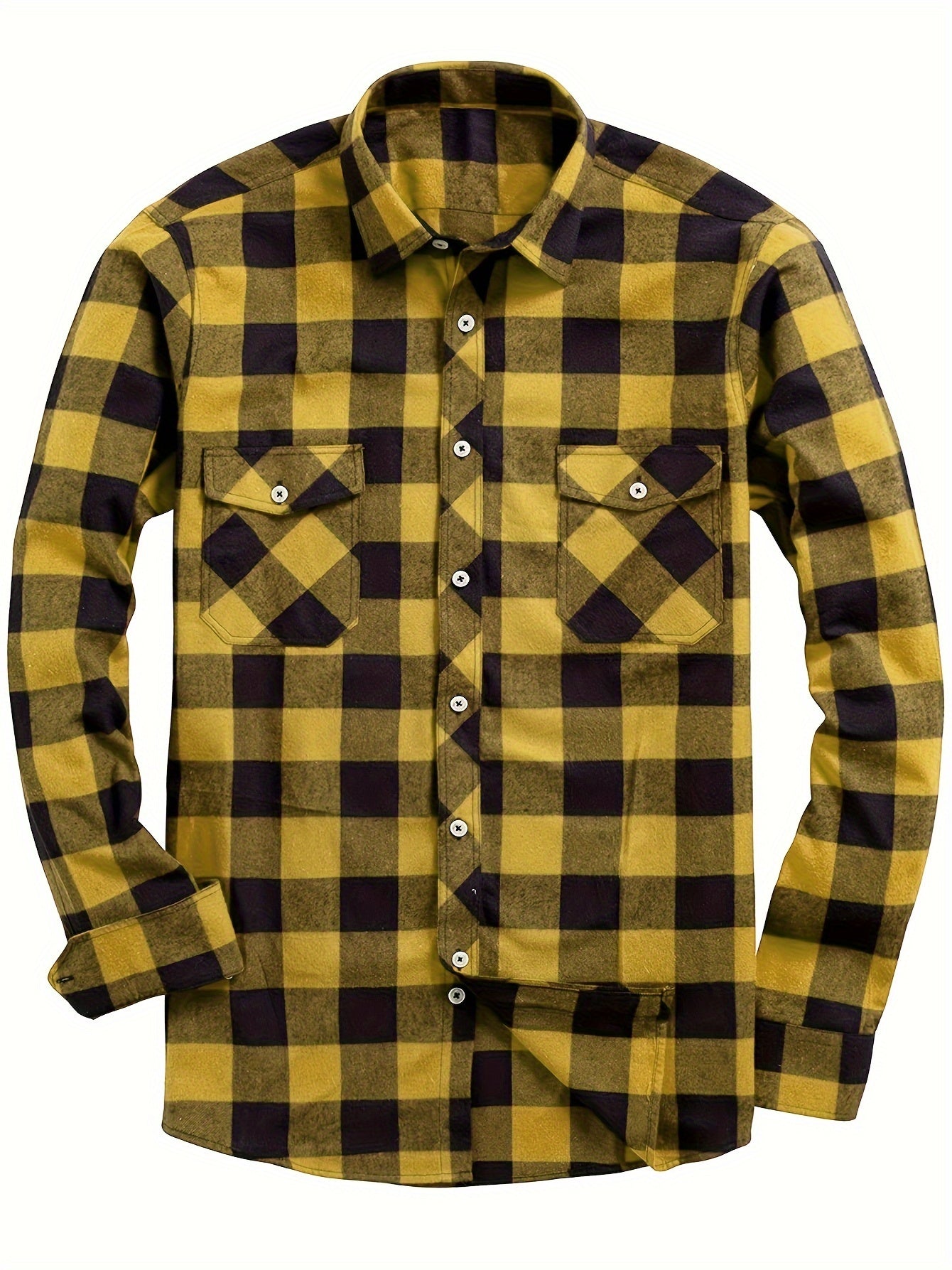 Men's Flannel Plaid Shirt, Long-Sleeve Casual