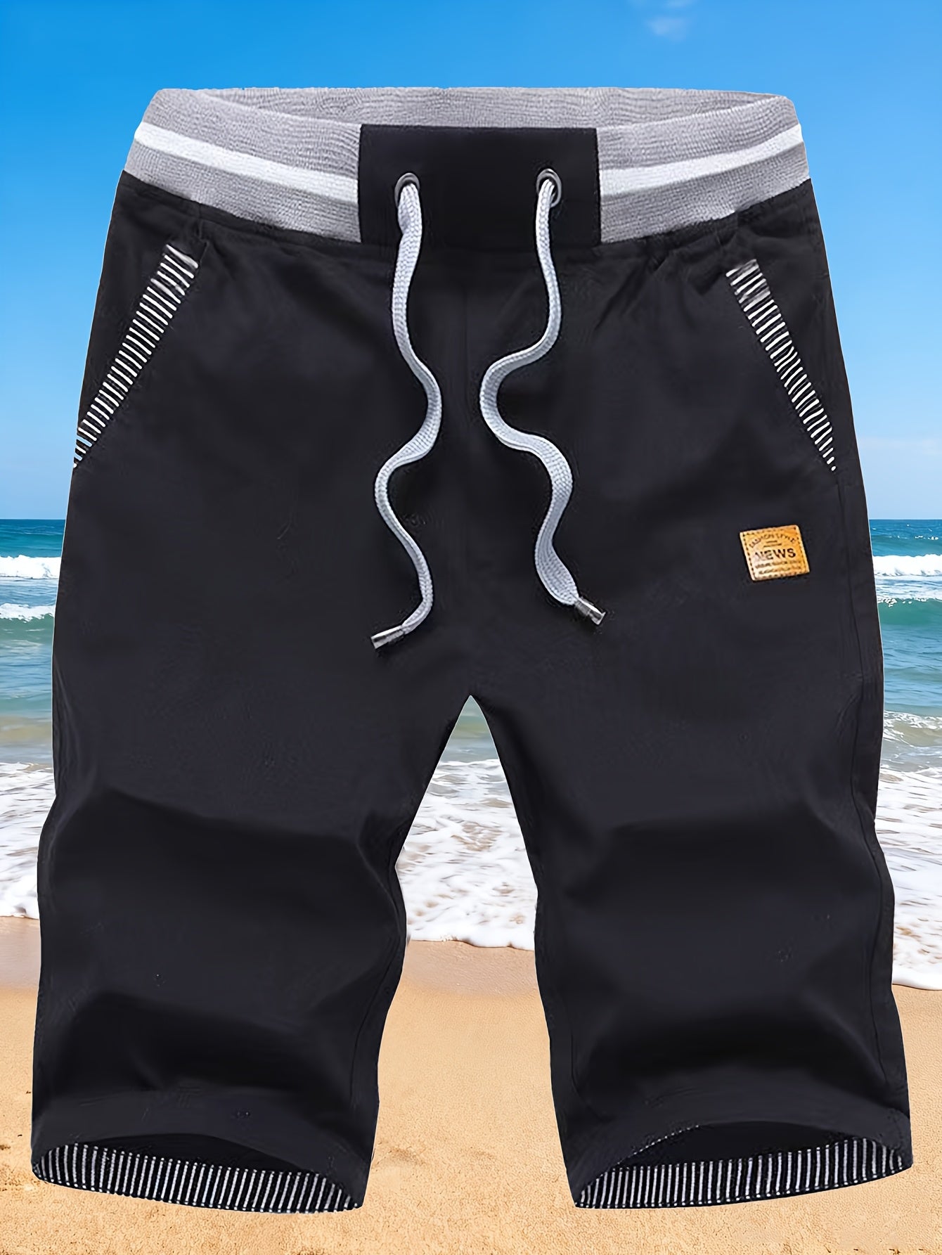 Men's Sports Shorts, Color-Block, Drawstring with Pockets