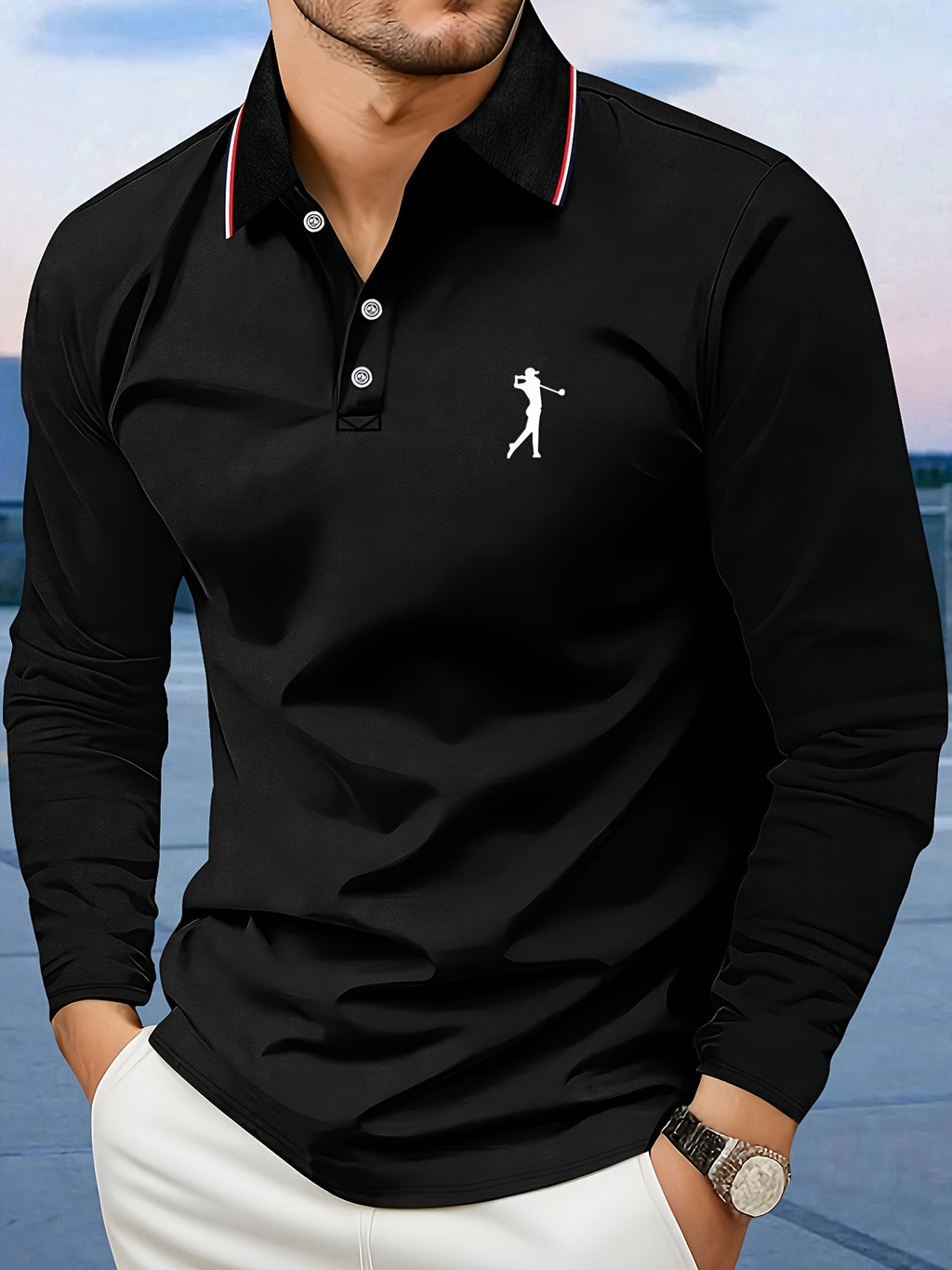 Men's Long-Sleeve Shirt, Printed, Collared Breathable