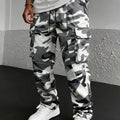 Men's Camo Cargo Pants, Flap Pockets, Drawstring Waist