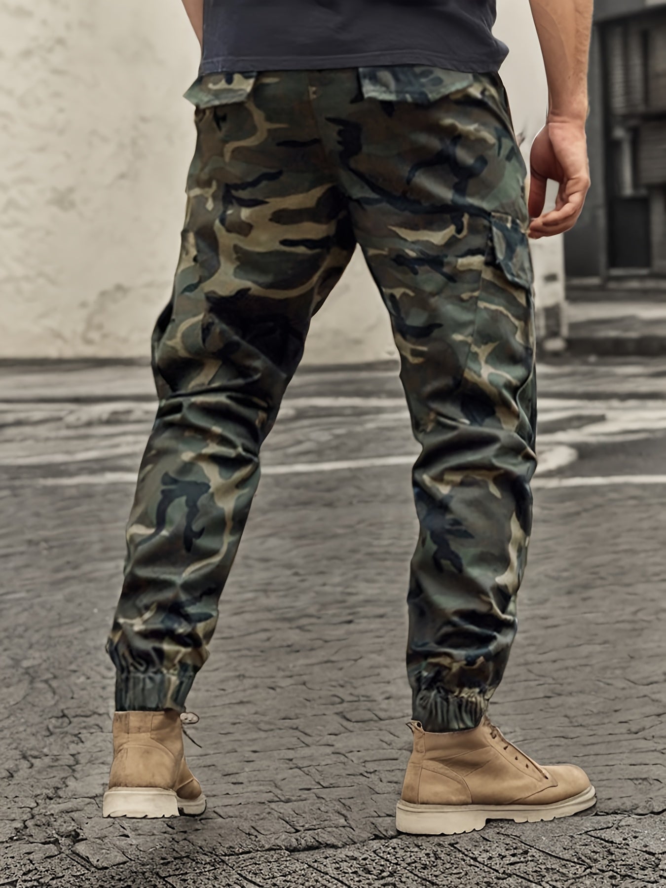 Men's Camo Cargo Pants, Comfort Fit, Drawstring