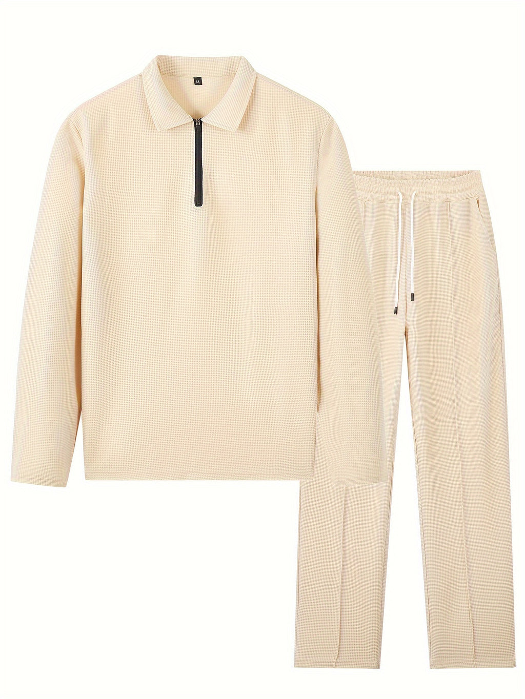 Men's Waffle-Knit Shirt & Pants Set, Long-Sleeve