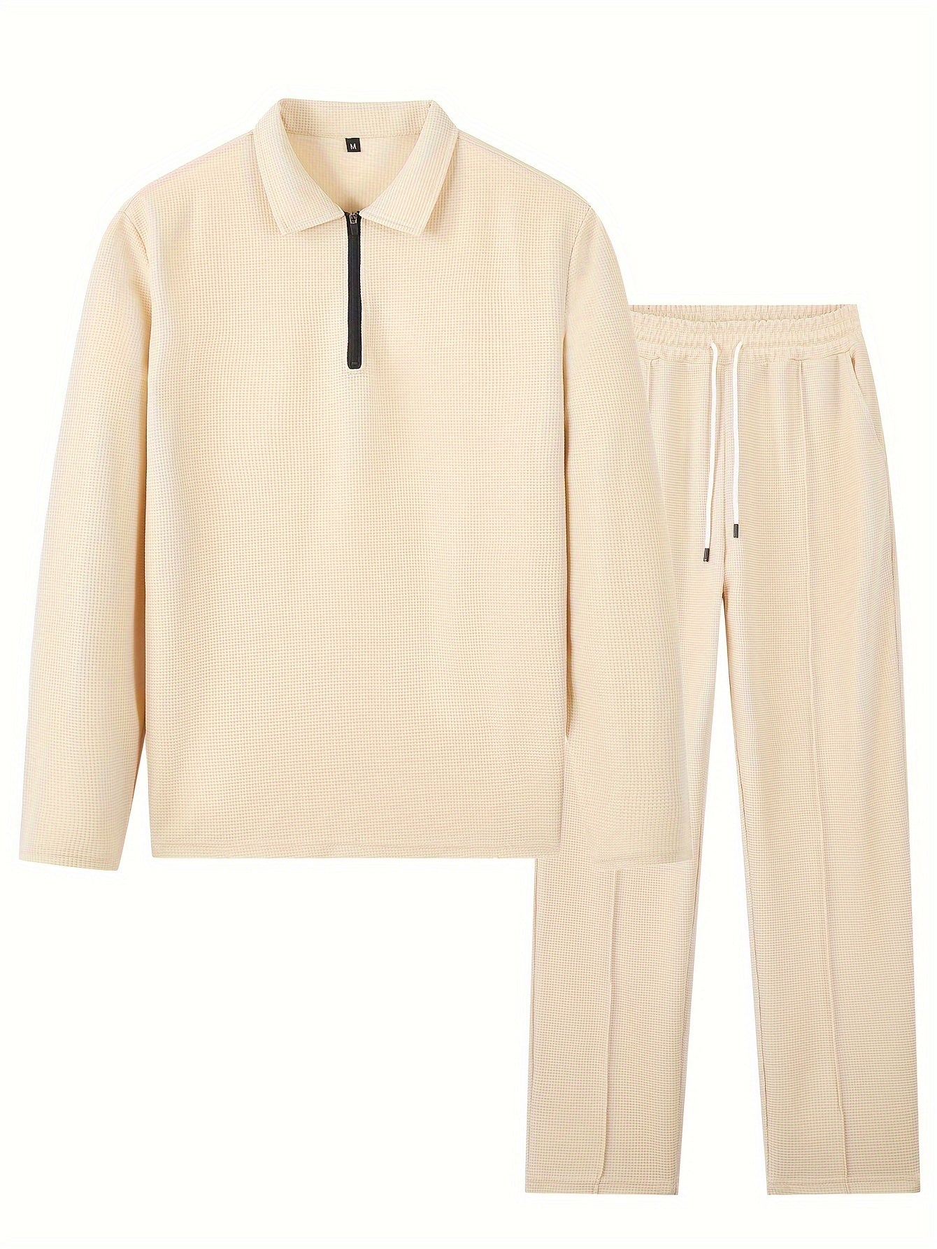Men's Waffle-Knit Shirt & Pants Set, Long-Sleeve