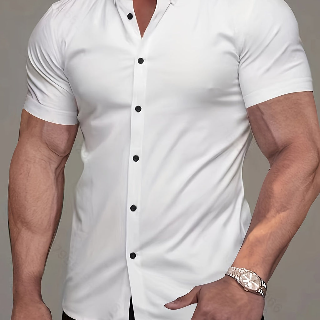 Men's Short-Sleeve Shirt, Lapel, Business Casual