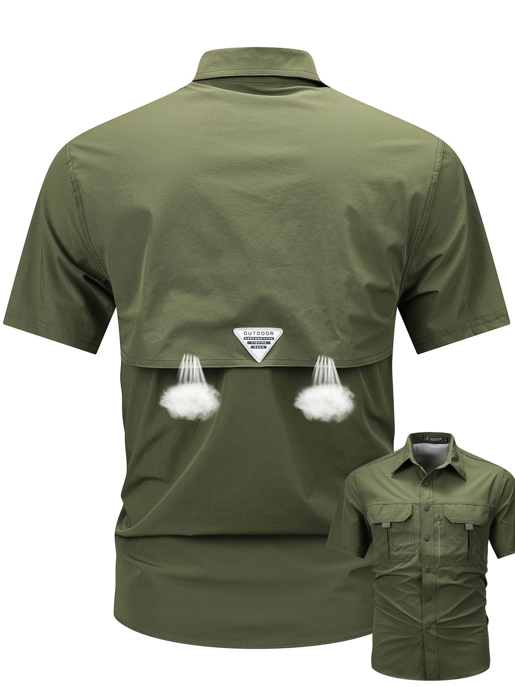 Men's Short-Sleeve Cargo Shirt, Flap Pockets, Breathable