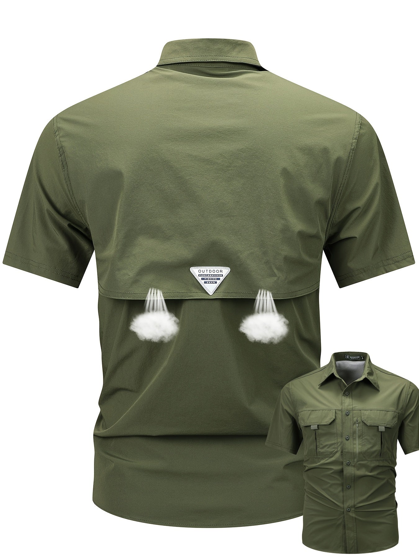 Men's Short-Sleeve Cargo Shirt, Flap Pockets, Breathable