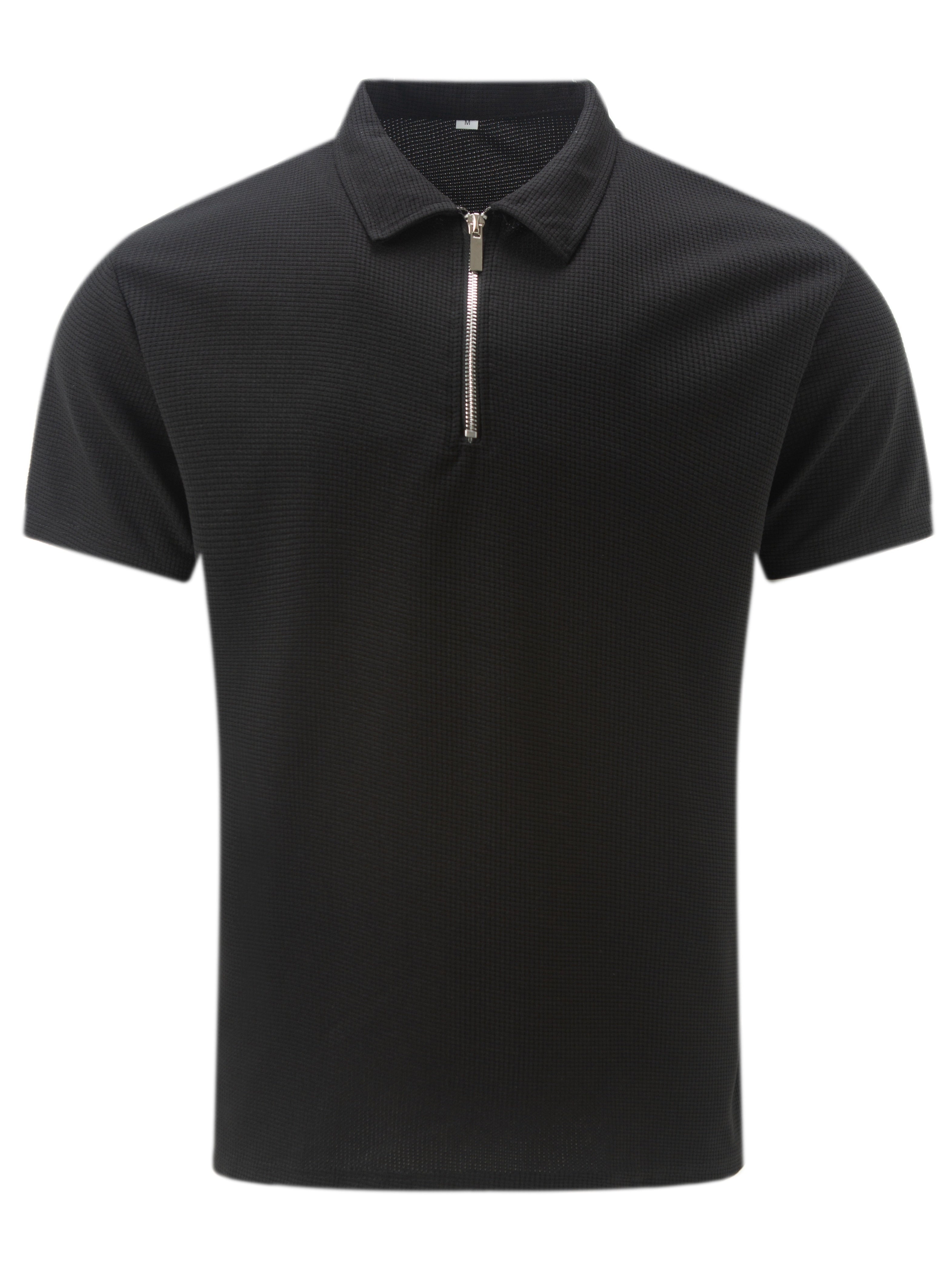 Men's Short-Sleeve Shirt, Zip Collar, Casual