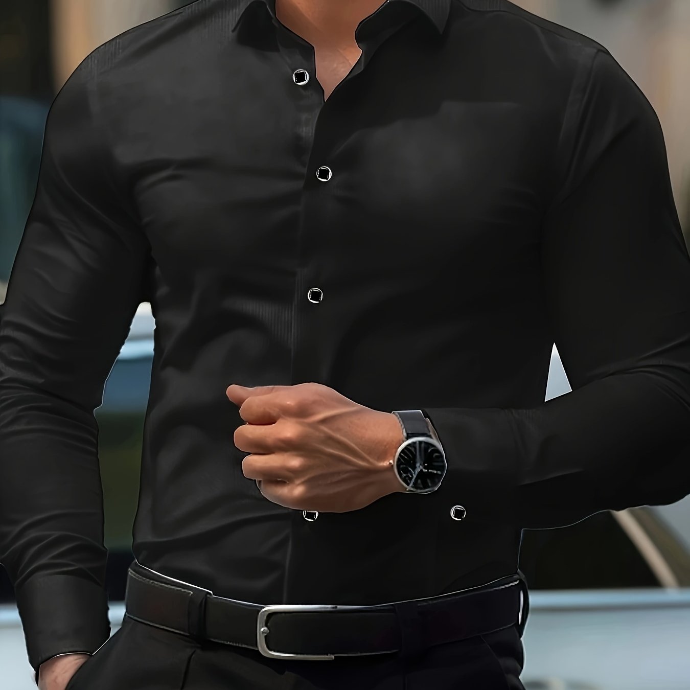 Men's Long-Sleeve Shirt, Slim-Fit, Smooth Formal