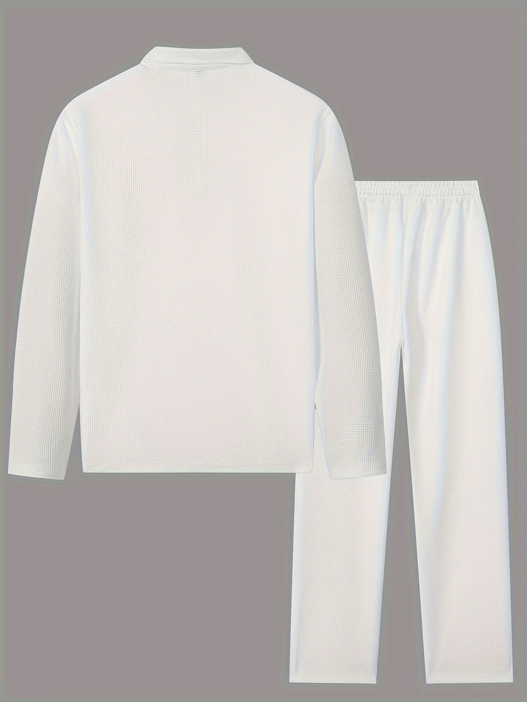 Men's Waffle-Knit Shirt & Pants Set, Long-Sleeve