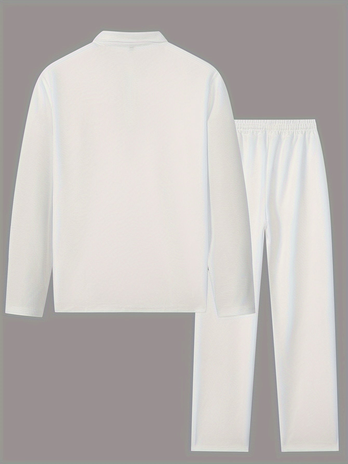 Men's Waffle-Knit Shirt & Pants Set, Long-Sleeve