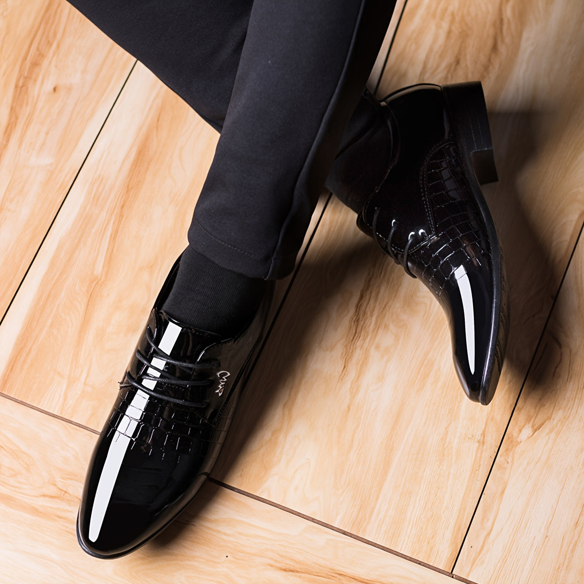 Men's Lace-Up Pointed-Toe Dress Loafers, British Style